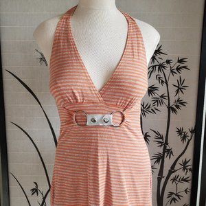 [Charlotte Russe] Silver & Orange Halter Tank Top